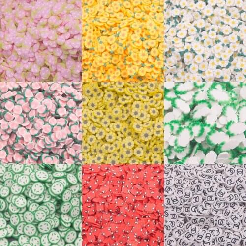 Peach Daisy Vegetables Shape Polymer Clay Slices Colorful Sprinkles for Slimes Filling HandCraft Acrylic Epoxy Resin Filler