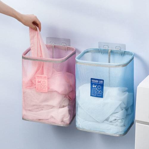 Wall Mounted Breathable Laundry Basket Foldable Dirty Clothes Basket Bathroom Clothes Storage Baskets Laundry Organizer