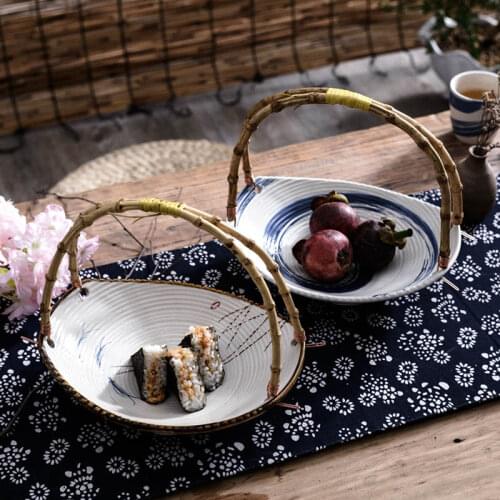 Zq Creative Special Japanese Style Hand-Painted Ceramic Plate Hotel Tableware Hanging Plate Fruit Basket Ornaments