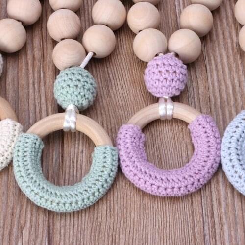 Organic Cotton Teething Necklace For Mom Wooden Chewing Necklace Baby Mom Gift BX0D