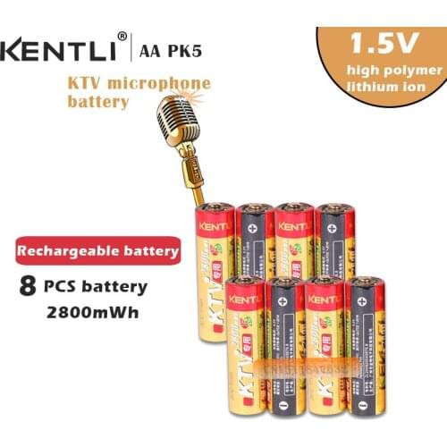 8 pcs/lot KENTLI KTV special 1.5V AA 2800mWh rechargeable lithium-ion batteries wireless microphone rechargeable batteries