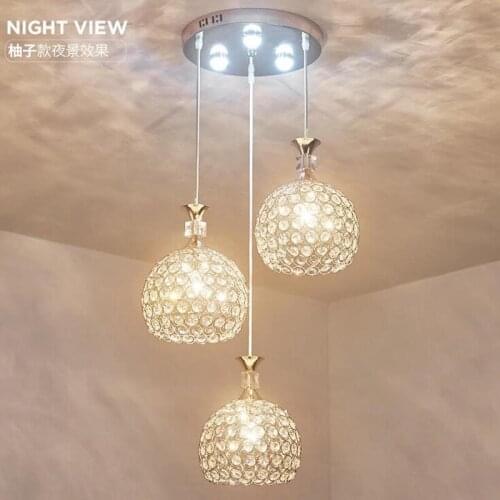 Dining room lamp Pendat Lamp three head led modern simple bar bedroom single head creative dining room crystal meal chandelier