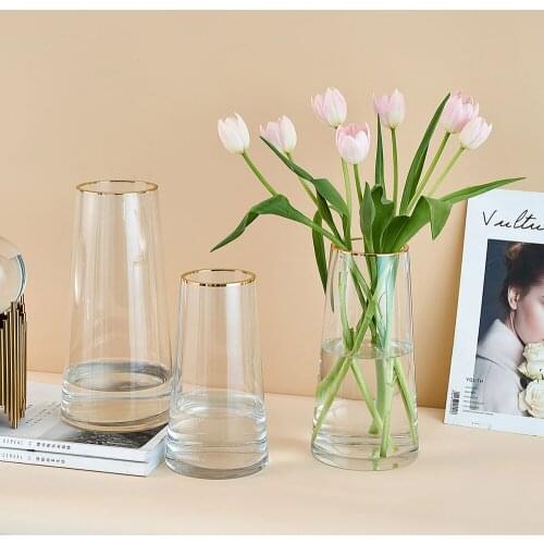 Transparent Glass Vase Modern Minimalist Style Home Decoration Household Vase Living Room Bedroom Dining Table Plate Vase Gift