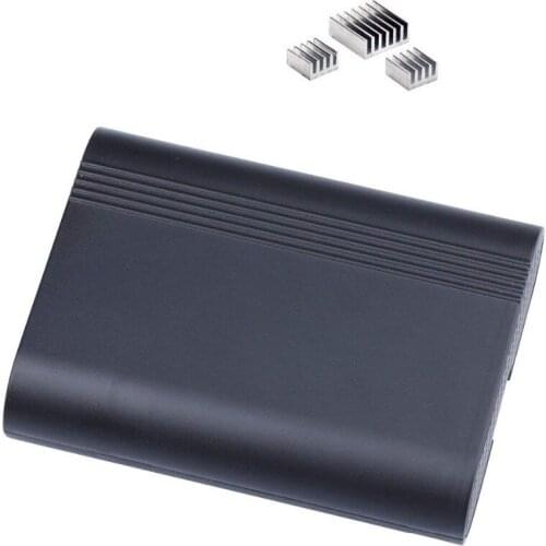 Raspberry Pi 3 Model B+ ABS Case Black Transparent Shell with Aluminum Heat Sink Compatible with Raspberry Pi 3 Model B Also