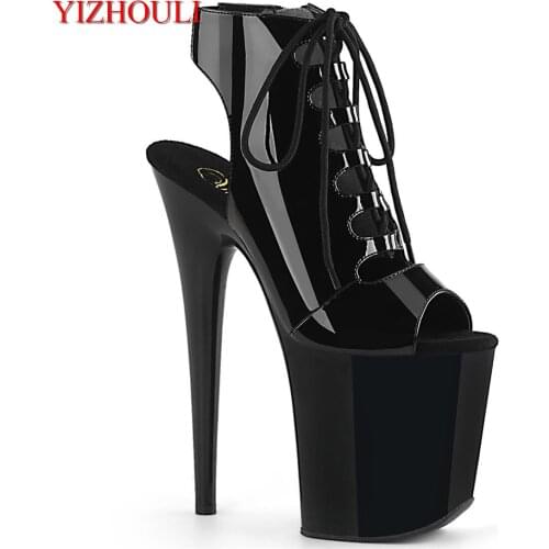 Lace-up vamp 20 cm, PU material 8 inch model stiletto heels, summer night club pole dancing ankle boots