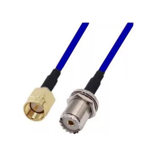 Blue Soft RG142 Double Shielded SMA Male to UHF Female Nut Bulkhead Connector RF Coaxial Cable 50ohm