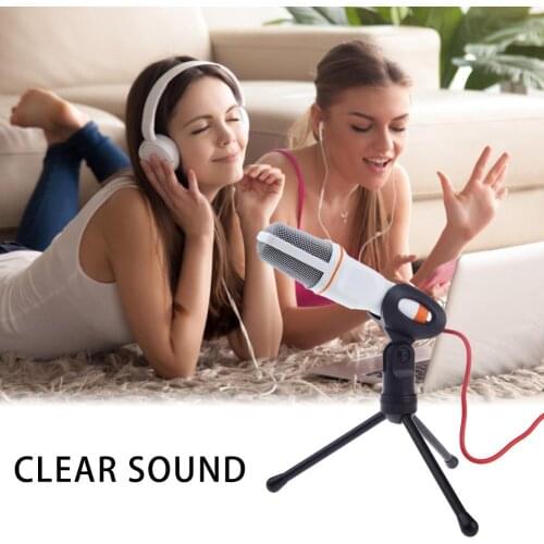 Stereo Microphone 3.5mm Plug Home Stereo MIC Desktop Stand for PC YouTube Video Skype Chatting Gaming Podcast Tablet Recording