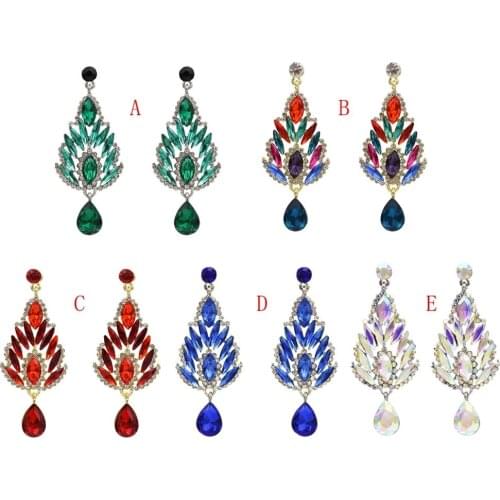 Earrings Bridal Wedding Crystal Ladies Luxury Rhinestone Pendants Earrings Party Jewelry Femme Bijoux Wedding Jewelry Gift