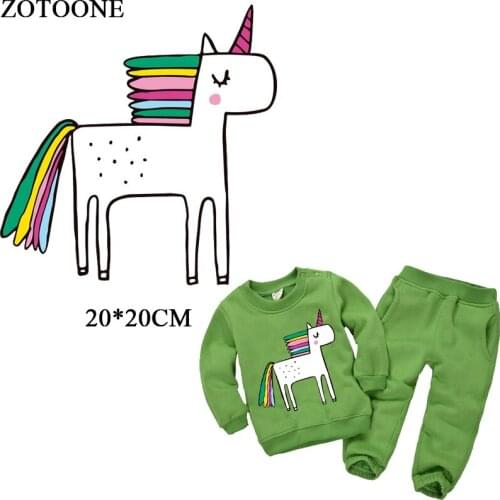 ZOTOONE Cartoon Unicorn Patches For children clothing Decoration Iron On Transfers Washable DIY Accessory New Design Heat Press