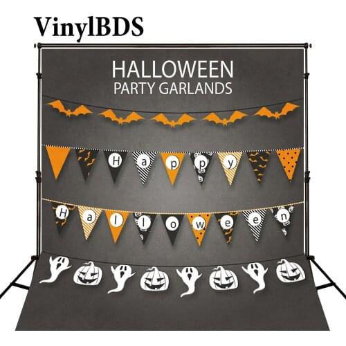 VinylBDS Photography Background White Ghost Pumpkins Backdrop Festival Orange Bat Flag Photo Studio Backdrop