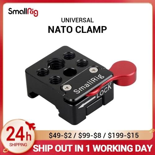 SmallRig NATO Clamp with a Red Locking Lever Allows to Mount a Cold Shoe Aluminum Material With 1/4 3/8 thread holes - 1885