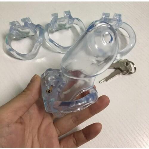 HT-V3 Male Chastity Cage With 4 Penis Rings Sex Toys For Men Resin Chastity Lock Cock Ring Fetish BDSM Bondage Penis Sleeve