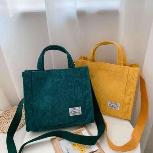 Women Corduroy Shoulder Bag Small Cotton Canvas Handbag Casual Tote Female Crossbody Bag Vintage Messenger Bags Bolsos #AF