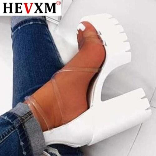 2020 Summer New 35-43 Female Transparent Gladiator Sandals Fashion Platform Sandals Women 2020 Party Super High Heel Shoes Woman