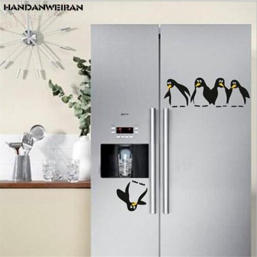 1PCS Funny Penguin Kitchen Fridge Magnet Black Carved Without White Washing Machine Applique Mural Home Decoration 9*10.5CM