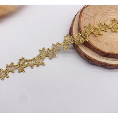1Yards New Gold Lace Fabric 1.5cm Star Star Lace Ribbon Collar Cotton Lace Trim Guipure Crafts Sewing Dress Applique encaje LQ33