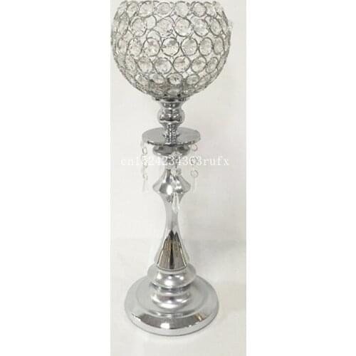10pcs Crystal Candle Holder Metal Silvery Centerpiece Candlestick Wedding Candelabra Wedding Christmas Home Decoration