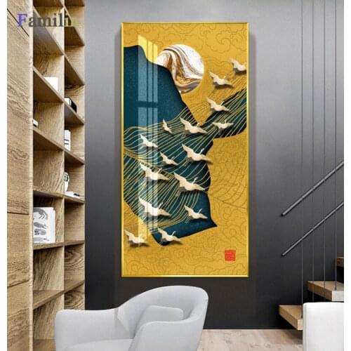 Abstract Modern Dreamy Color Canvas Painting Fashion Golden Poster And Print For Living Room Bedroom Wall Art La imagen HD