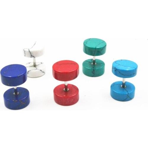 Free Shippment LOT50pcs Nature Stone Fake Ear Plugs Illussion Ear Tunnels Ear Studs Body Jewelry