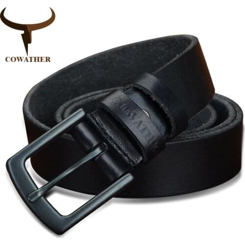COWATHER 100% cowhide genuine leather belts for men vintage 2019 new design male strap ceinture homme 110-130cm MEN belt