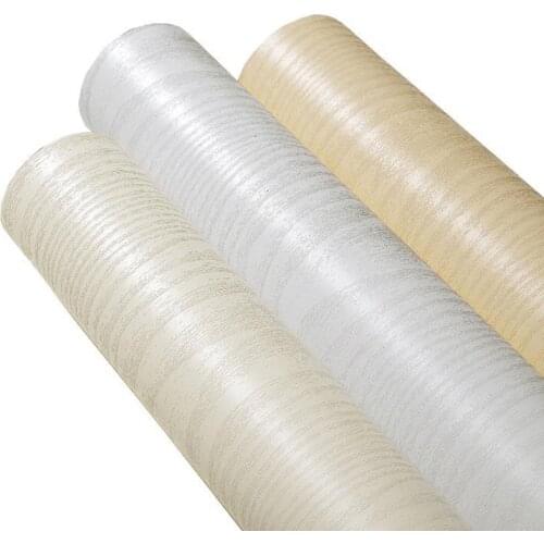 Wood Stripe Solid Color Peel & Stick Films PVC Waterproof Wall Sticker Self-adhesive for Home Doors Cabinets Furnitures Restore