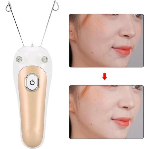 Electric Threading Epilator Physical Threader Hair Remover for Face Arm Leg Use(Gold )