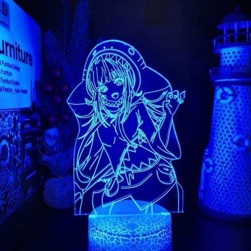 Genshin Impact Gawr Gura Anime 3d Lamp Led Night Light for Bedroom Decor Nightlight Colorful Kids Child Table Lamp Manga Gifts