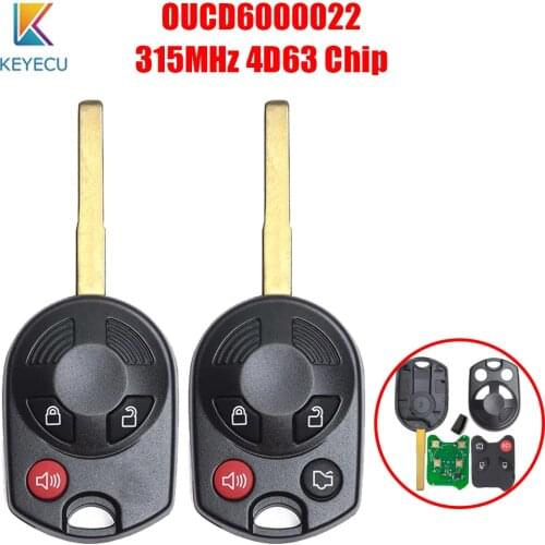 Keyecu OUCD6000022 Remote Car Key Fob for Ford Escape C-Max Transit Connect Focus Fiesta 3 / 4 Buttons 315MHz 4D63 Chip