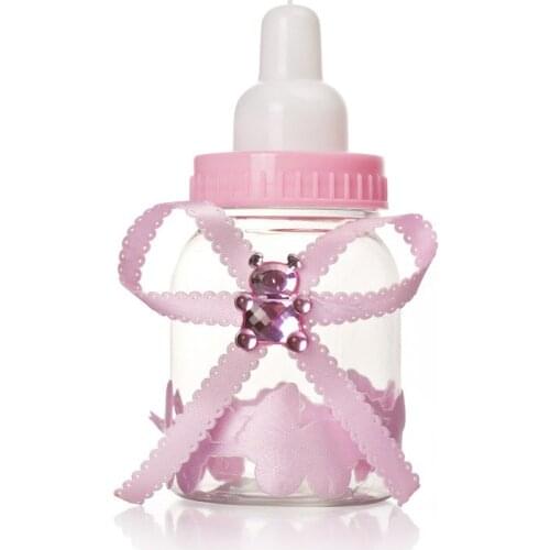 12pcs Pink Blue Baby Shower Candy Box Bottle Girl Boy Favors Gift Gender Reveal Party Favours Supplies