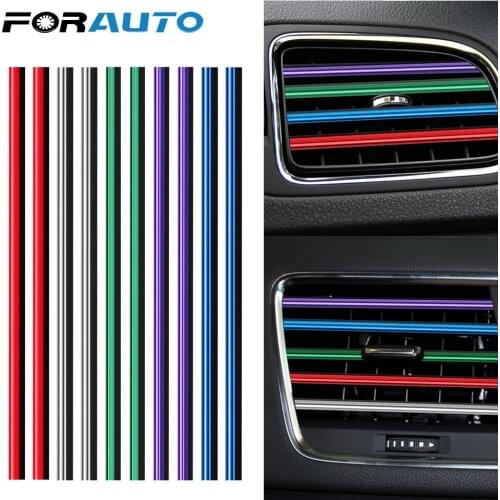 10 Pieces Car Air Vent Trim Strip DIY Air Conditioner Outlet Grille Decoration U Shape Car-styling Chrome Styling Moulding