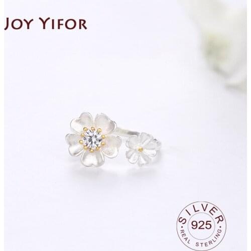 Genuine 925 Sterling Silver Rings for Women flower zircon gift Minimalist Thin Circle Gem Rings fine Jewelry