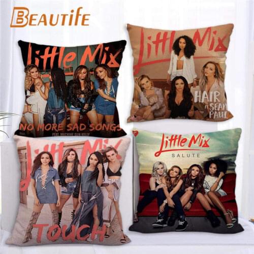 45X45cm Little Mix Girl Pillow Cover Square Zipper Cotton Linen Fabric Pillow Cases Bedroom Home Decorative Boys Girls Gift