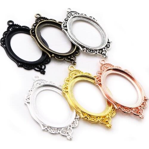 New Fashion 5pcs 30x40mm Inner Size 6 Colors Hollowing Pierced Style Cabochon Base Setting Charms Pendant