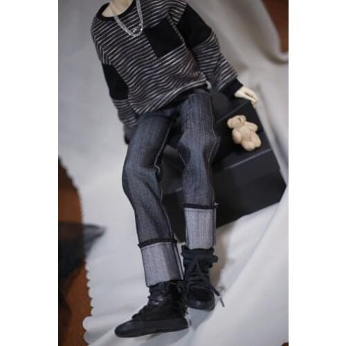 BJD doll clothes suitable for uncle 1/3 1/4 size fashion new tencel denim flanging burrs classic black straight leg jeans