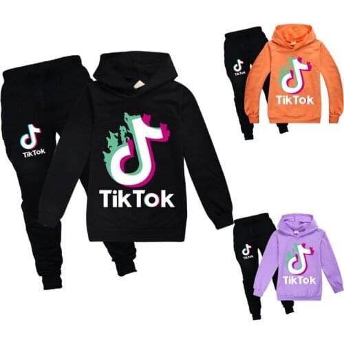 TIK TOK Autumn boy clothes girl clothes Birthday suit childrens clothing Hoodies hot stamping printing childrens clothing set