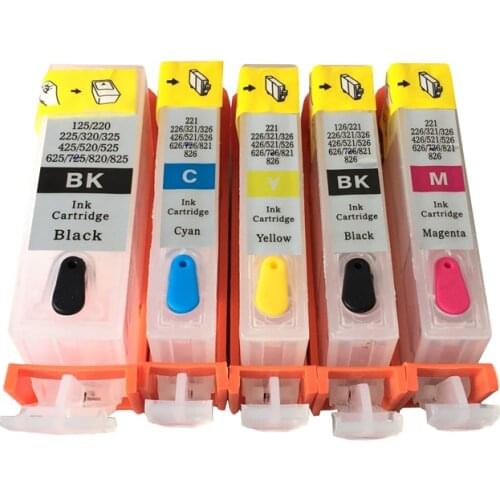 5 colors PGI-525 CLI-526 Refillable ink cartridges for Canon PIXMA MX885 MX895 MX715 with ARC chips