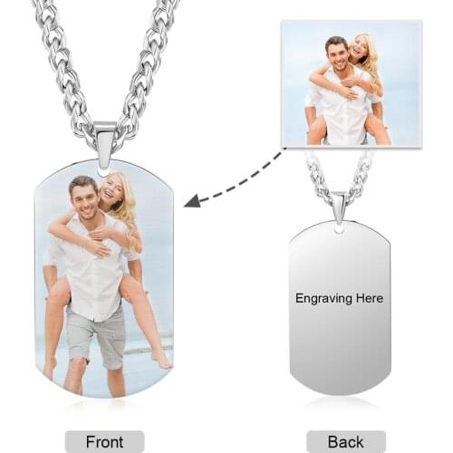 Custom Photo Dog Tag Necklace Personalized Engraved High Quality Stainless Pendant For Family BFF Jewelry Wholesale