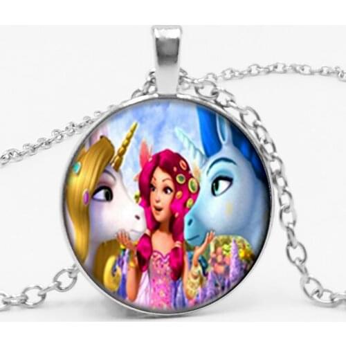 Hot Round Glass Bullion Jewelry Bohemian Cartoon Unicorn Pendant Child Gift Pendant Cute Girl Necklace Gift Jewelry