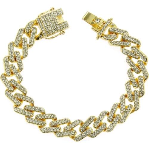 2021 Popular Accessories, Hand Ornaments, Inlaid With Colored Rhinestones, Exaggerated Cuban Bracelets