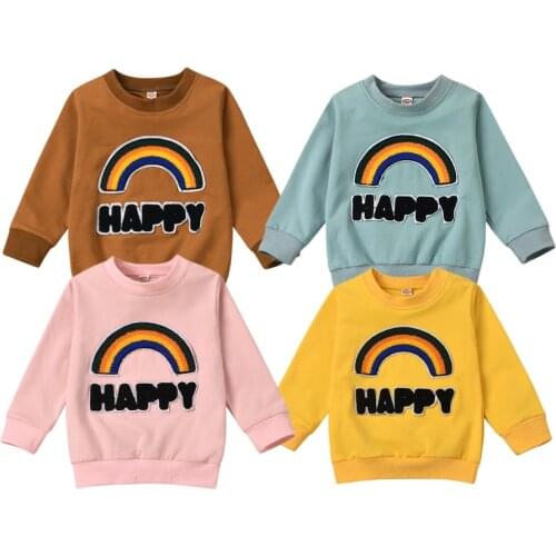 Casual Baby Girls Clothes Autumn Kids Boy Rainbow Stripes Hooded Coat Long Sleeve T Shirt Tops Cotton Blouse Children Clothing