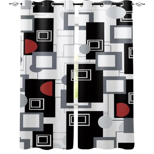 Rectangle Black And White Blackout Curtains For Living Room Window Curtains For Bedroom Kitchen Curtains Drapes Blinds