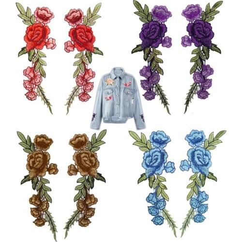 Sale DIY Clothes Patch 1PC/2PCS For Jeans Badges Bag Sew On Embroidery Crafts Sticker Rose Flower Clothes Accessories Applique