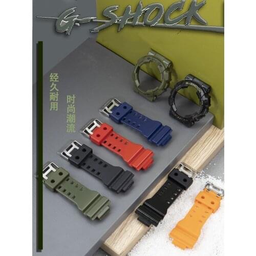 Durable Blue Red Green Silicone Rubber Strap and Case Waterproof Resin Watchband For G-shock GA-110/100/GD120/200 8900 Series