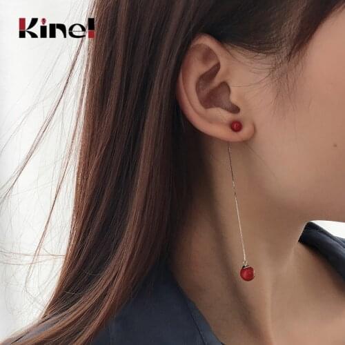 Kinel 925 Sterling Silver One Paragraph Two Wear Long Tassel Earrings For Women Elegant Sterling Silver Pearl Earring Jewelry