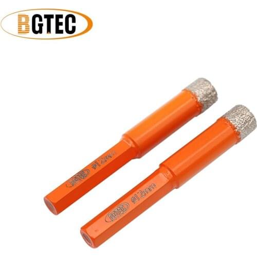 BGTEC 2pcs Hex shank 12mm Vacuum Brazed drilling bit Dry diamond drill bits for ceramie tile granite diamond hole saw