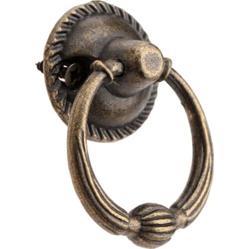 Pull Knobs Handles 37*27mm Antique Bronze Round Ring Iron Vintage Door box Cupboard cabinet Drawer Cabinet Furniture Hardware