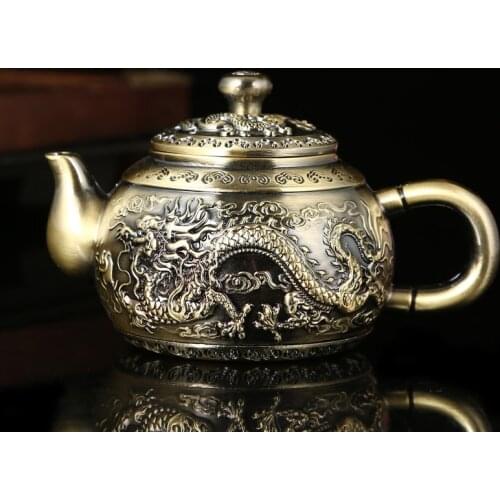Retro palace wine set family wedding holiday supplies Christmas gift European-style high-end metal bronze teapot teacup