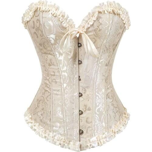 Vintage Corset Crop Top Womens Tube Tops Female Elegant Print Lace Bandage Breathable Sexy Bustiers Overbust Corsets Plus Size