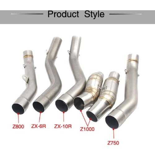 Slip-on For Kawasaki Z750 Z800 Z1000 ZX6R ZX-6R ZX10R ZX-10R Motorcycle Exhaust Muffler Middle Pipe Link Pipe Racing