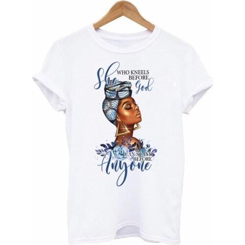 Flowers Beauty African Lady Print Melanin Queen Shirt Dope Melanin T Shirt Fashion Black Girl Magic Tee Shirt Femme Streetwear